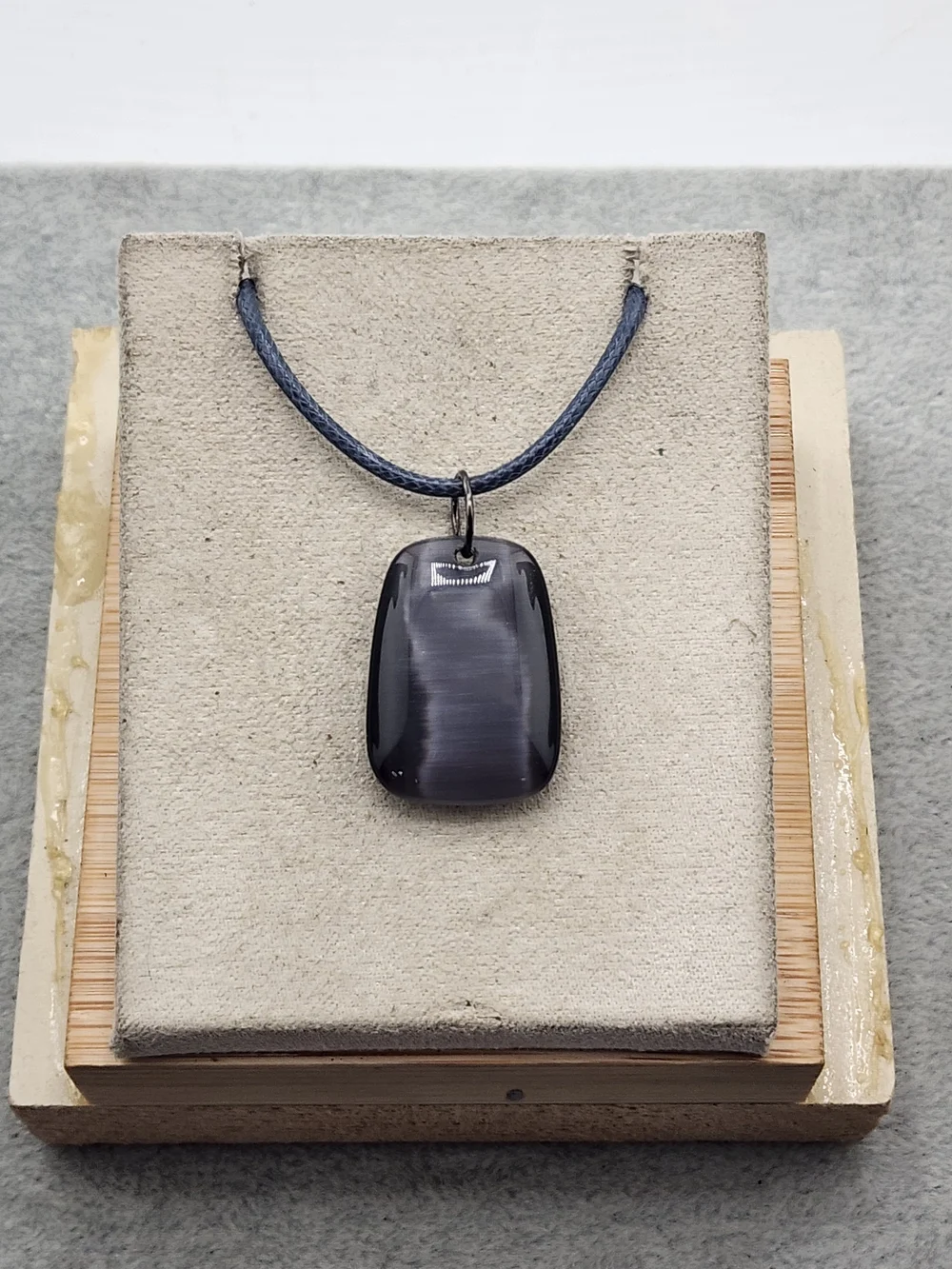 Black Rectangular Stone Pendant Necklace